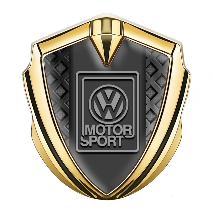 VW Badge Self Adhesive Gold Waffle Pattern Grey Motorsport Design