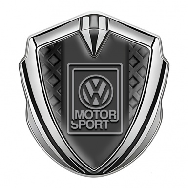 VW Badge Self Adhesive Silver Waffle Pattern Grey Motorsport Design