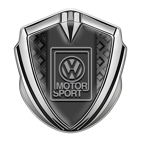 VW Badge Self Adhesive Silver Waffle Pattern Grey Motorsport Design