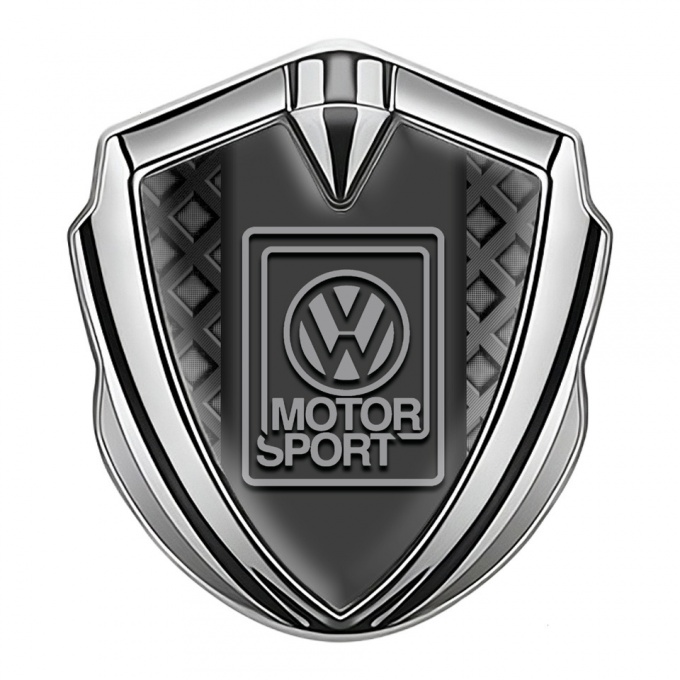 VW Badge Self Adhesive Silver Waffle Pattern Grey Motorsport Design