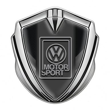 VW Emblem Badge Self Adhesive Silver Grey Plates Motorsport Edition