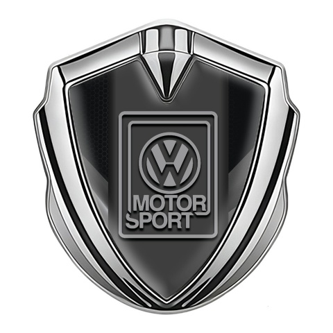 VW Emblem Badge Self Adhesive Silver Grey Plates Motorsport Edition