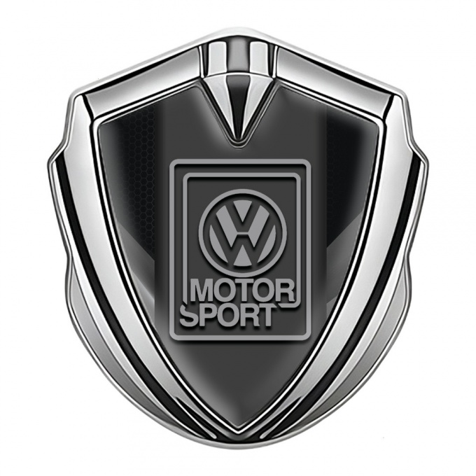 VW Emblem Badge Self Adhesive Silver Grey Plates Motorsport Edition