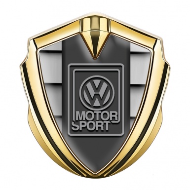 VW Emblem Fender Badge Gold Front Grille Grey Motorsport Logo