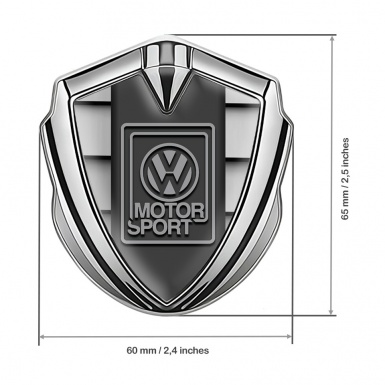 VW Emblem Fender Badge Silver Front Grille Grey Motorsport Logo
