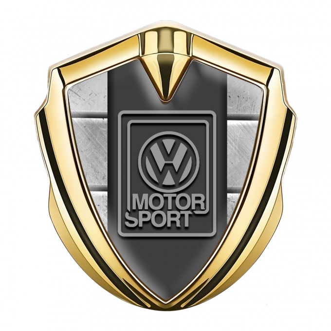 VW Fender Emblem Badge Gold Stone Slab Grey Motorsport Logo