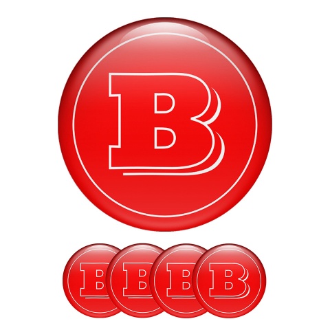 Mercedes Brabus Domed Stickers Wheel Center Cap Red Color 