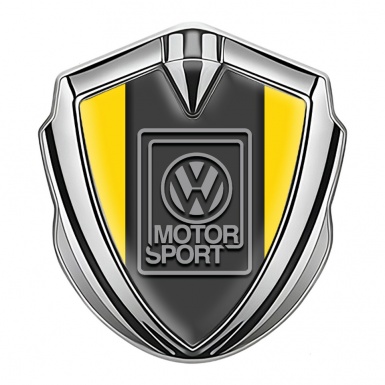 VW Fender Emblem Badge Silver Yellow Print Grey Motorsport Logo