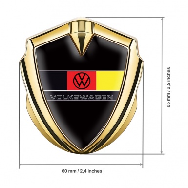 VW Emblem Car Badge Gold Black Base German Flag Edition