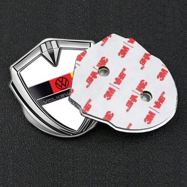 VW Bodyside Emblem Self Adhesive Silver White Base German Flag Edition