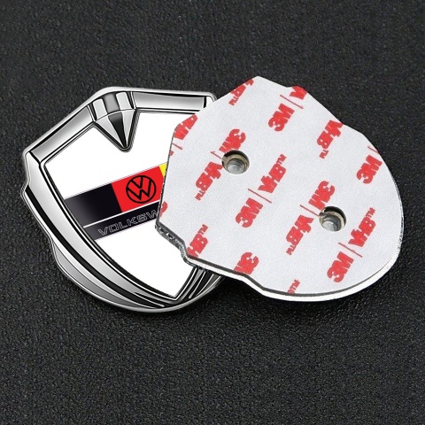 VW Bodyside Emblem Self Adhesive Silver White Base German Flag Edition