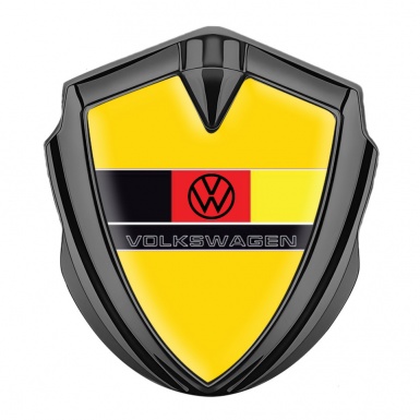 VW Badge Self Adhesive Graphite Yellow Fill German Tricolor Edition