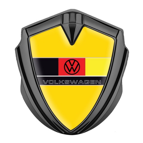 VW Badge Self Adhesive Graphite Yellow Fill German Tricolor Edition