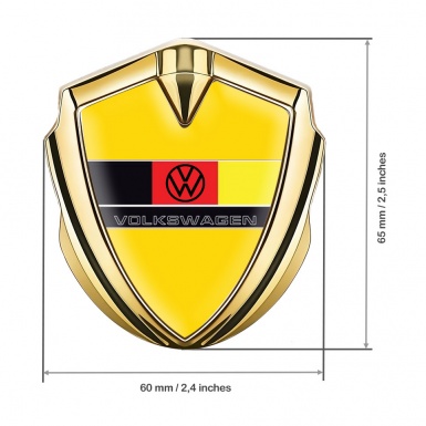 VW Badge Self Adhesive Gold Yellow Fill German Tricolor Edition