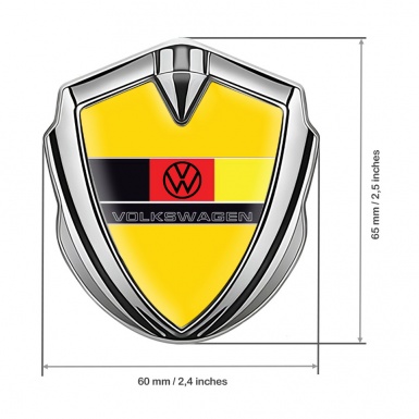 VW Badge Self Adhesive Silver Yellow Fill German Tricolor Edition
