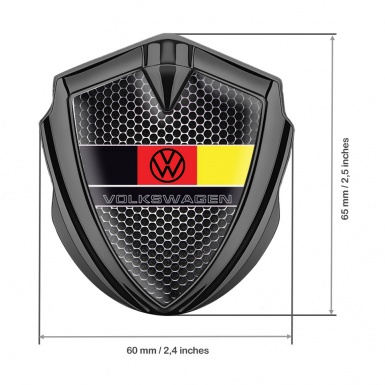 VW Emblem Fender Badge Graphite Dark Grate German Flag Design
