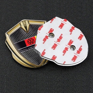 VW Emblem Fender Badge Gold Dark Grate German Flag Design