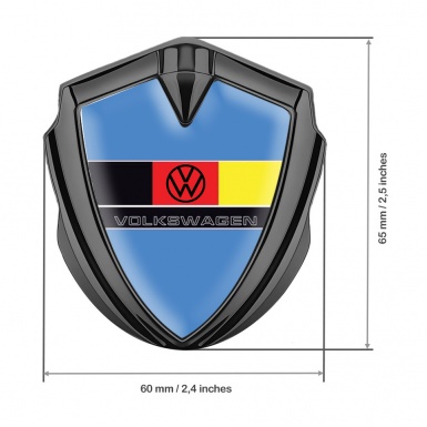 VW Emblem Badge Self Adhesive Graphite Blue Print German Flag Edition