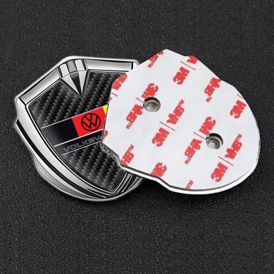 VW Metal Emblem Badge Silver Black Carbon German Tricolor Edition