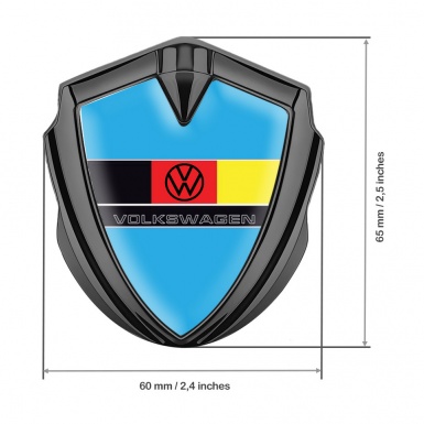 VW Domed Emblem Badge Graphite Blue Base German Tricolor Edition