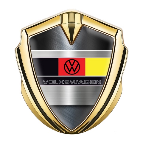 VW Emblem Ornament Gold Blushed Aluminum German Flag Design