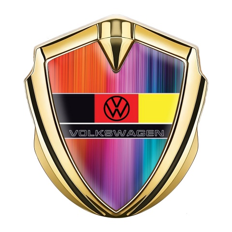 VW 3d Emblem Badge Gold Color Gradient German Tricolor Edition
