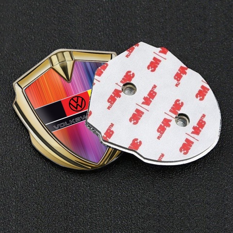 VW 3d Emblem Badge Gold Color Gradient German Tricolor Edition
