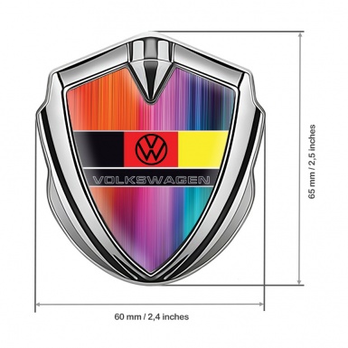 VW 3d Emblem Badge Silver Color Gradient German Tricolor Edition