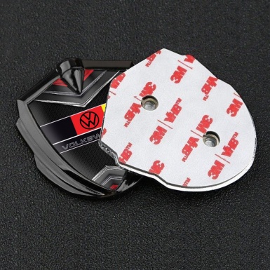VW Silicon Emblem Graphite Chrome Elements German Tricolor Edition