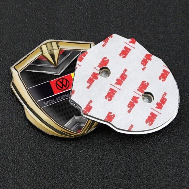VW Silicon Emblem Gold Chrome Elements German Tricolor Edition