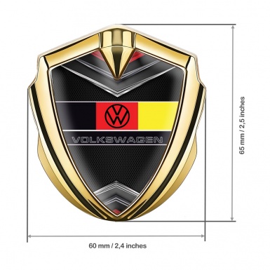 VW Silicon Emblem Gold Chrome Elements German Tricolor Edition