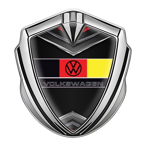 VW Silicon Emblem Silver Chrome Elements German Tricolor Edition