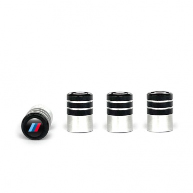 BMW M Valve Caps Tire Black 4 pcs Black Logo