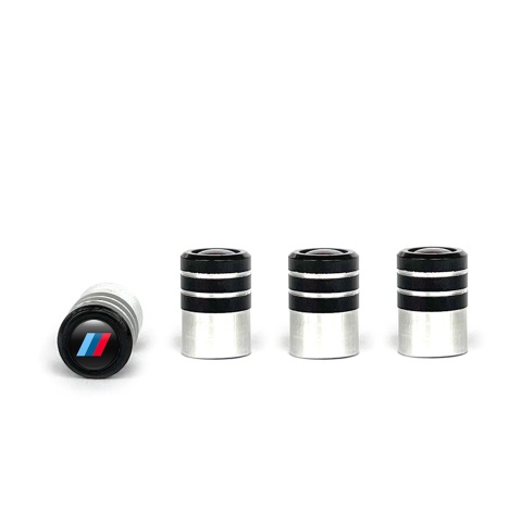 BMW M Valve Caps Tire Black 4 pcs Black Logo