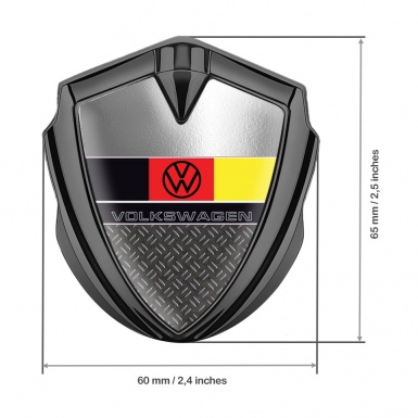 VW Badge Self Adhesive Graphite Dark Treadplate German Flag Design