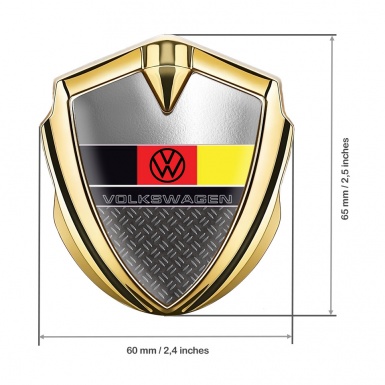 VW Badge Self Adhesive Gold Dark Treadplate German Flag Design