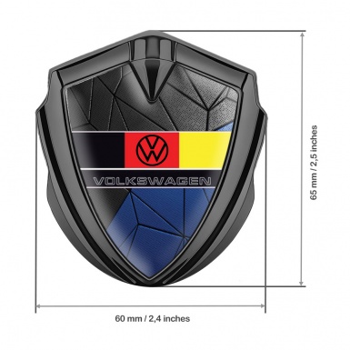 VW Emblem Badge Self Adhesive Graphite Blue Mosaic German Flag Design