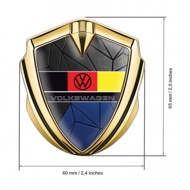 VW Emblem Badge Self Adhesive Gold Blue Mosaic German Flag Design