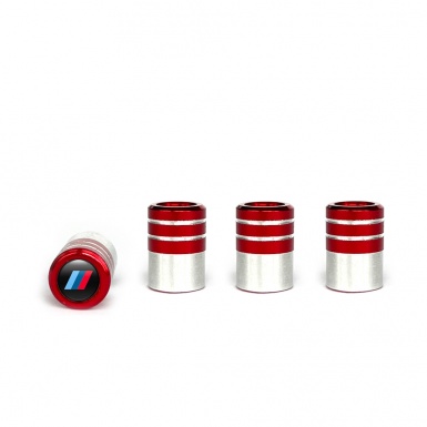 BMW M 3 Power Valve Steam Caps Red 4 pcs Black Logo