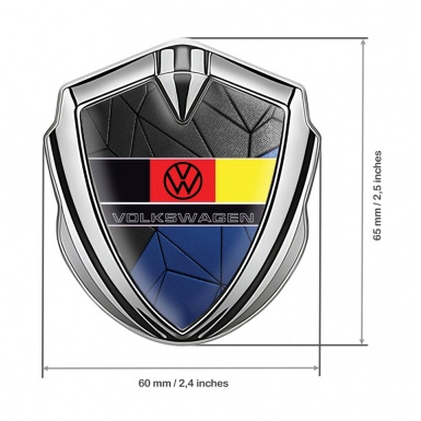 VW Emblem Badge Self Adhesive Silver Blue Mosaic German Flag Design