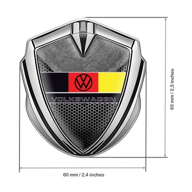 VW Emblem Metal Badge Silver Stone Pattern German Flag Edition