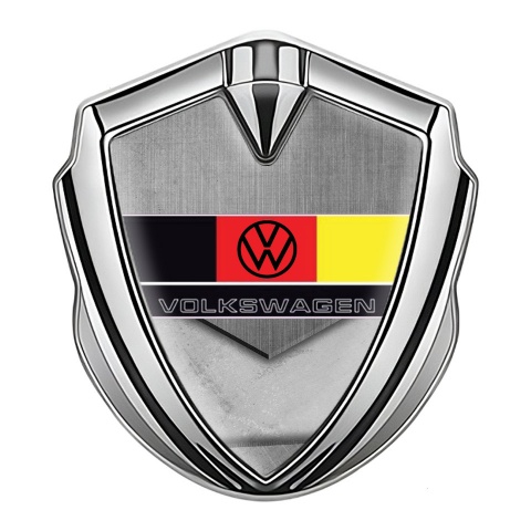 VW 3d Emblem Badge Silver Tarmac Texture German Flag Design