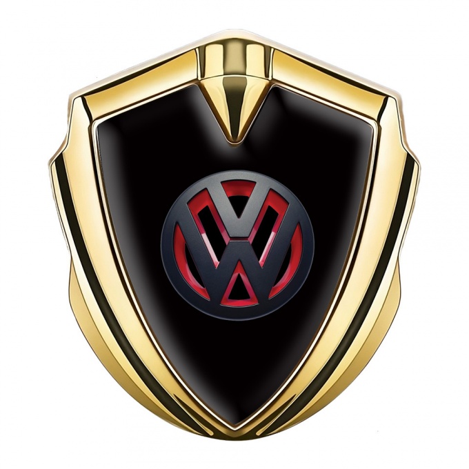 VW Emblem Car Badge Gold Black Background 3d Logo Edition
