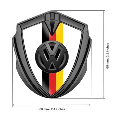 VW Metal Domed Emblem Graphite White Base 3d Logo German Tricolor