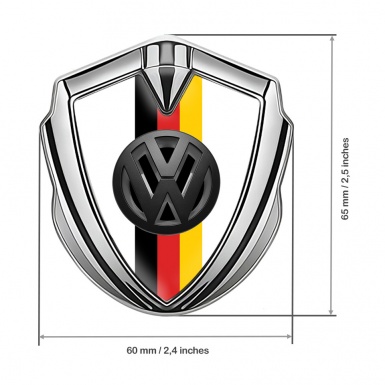 VW Metal Domed Emblem Silver White Base 3d Logo German Tricolor