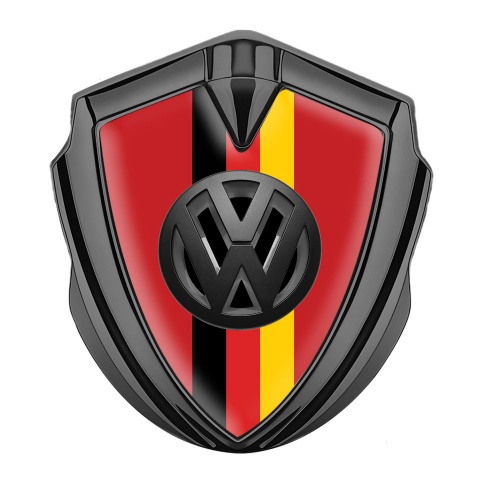 VW Emblem Badge Self Adhesive Graphite Red Base 3d Logo German Tricolor