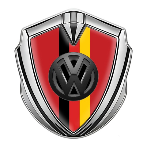 VW Emblem Badge Self Adhesive Silver Red Base 3d Logo German Tricolor