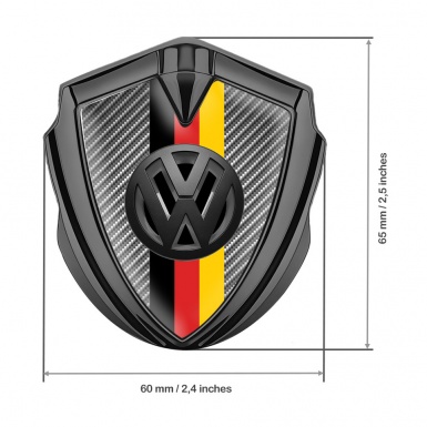 VW Badge Self Adhesive Graphite Light Carbon 3d Logo German Flag
