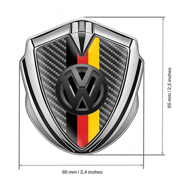 VW Metal Emblem Badge Silver Dark Carbon 3d Logo German Tricolor