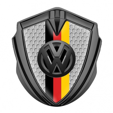 VW Bodyside Domed Emblem Graphite Honeycomb 3d Logo German Tricolor